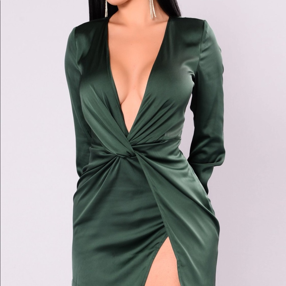Fashion Nova Sugar Free dress in hunter green